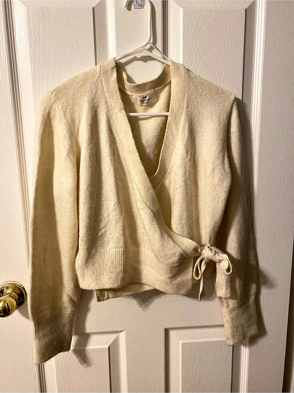 H&M Girls Cream White Knit Wrap Ballet Cardigan Sweater - Size 12/14 (US